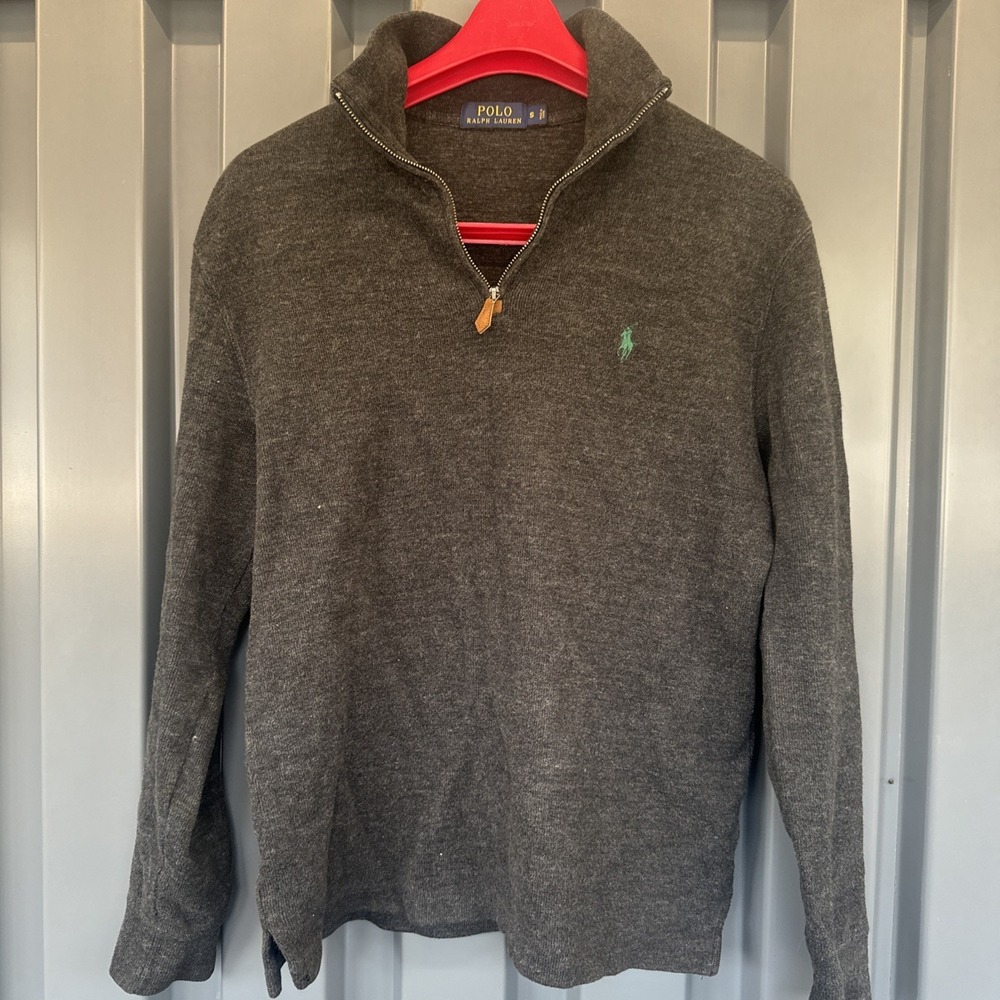 Polo Ralph Lauren Sweater Men Small Gray Long Sleeve Pullover 1/4 Zip E